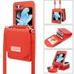 For Samsung Galaxy Z Flip5 VIETAO Portable Organ Style Wallet PU Phone Case(Orange)