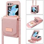 For Samsung Galaxy Z Flip5 VIETAO Portable Organ Style Wallet PU Phone Case(Pink)