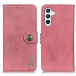 For Samsung Galaxy A16 5G KHAZNEH Cowhide Texture Horizontal Flip Leather Phone Case(Pink)