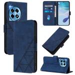 For OnePlus 12R 5G Global Crossbody 3D Embossed Flip Leather Phone Case(Blue)