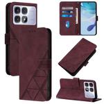 For Redmi K70 Ultra 5G Global Crossbody 3D Embossed Flip Leather Phone Case(Wine Red)