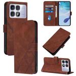 For Redmi K70 Ultra 5G Global Crossbody 3D Embossed Flip Leather Phone Case(Brown)