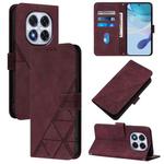 For Redmi Note 14 Pro 4G Crossbody 3D Embossed Flip Leather Phone Case(Wine Red)