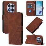 For Redmi Note 14 Pro 5G Global Crossbody 3D Embossed Flip Leather Phone Case(Brown)