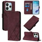 For Redmi Note 14 4G EU 164.84mm Crossbody 3D Embossed Flip Leather Phone Case(Wine Red)