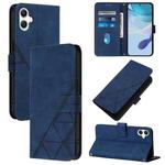 For Samsung Galaxy A06 4G Crossbody 3D Embossed Flip Leather Phone Case(Blue)