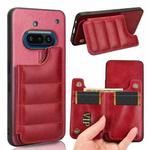 For Nothing Phone 3a Cow Pattern Sewing Card Bag Phone Case(Red)
