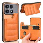 For Redmi K70 Ultra Cow Pattern Sewing Card Bag Phone Case(Orange)