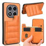For Redmi Note 14 Pro 5G Cow Pattern Sewing Card Bag Phone Case(Orange)