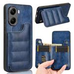 For Redmi Turbo 4 Cow Pattern Sewing Card Bag Phone Case(Blue)