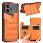 For Redmi K80 Pro Champion Edition Cow Pattern Sewing Card Bag Phone Case(Orange)