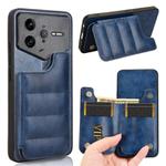 For Redmi K80 Pro Champion Edition Cow Pattern Sewing Card Bag Phone Case(Blue)