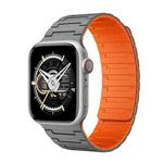 For Apple Watch SE 2023 44mm Magnetic Silicone Watch Band(Grey Orange)