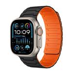 For Apple Watch Ultra 2 49mm Magnetic Silicone Watch Band(Black Orange)