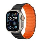 For Apple Watch Ultra 49mm Magnetic Silicone Watch Band(Black Orange)