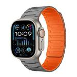 For Apple Watch Ultra 49mm Magnetic Silicone Watch Band(Grey Orange)