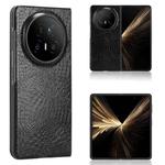 For Honor Magic V5 Crocodile Texture Back Cover Phone Case(Black)
