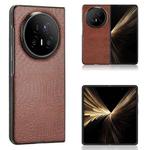 For Honor Magic V5 Crocodile Texture Back Cover Phone Case(Brown)