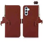 For Samsung Galaxy A36 5G Genuine Leather Magnetic RFID Leather Phone Case(Coffee)