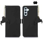 For Samsung Galaxy A56 5G Genuine Leather Magnetic RFID Leather Phone Case(Black)