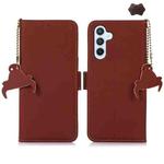 For Samsung Galaxy A56 5G Genuine Leather Magnetic RFID Leather Phone Case(Coffee)