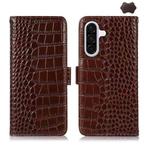 For Samsung Galaxy A17 5G Crocodile Top Layer Cowhide Leather Phone Case(Brown)
