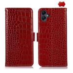 For Samsung Galaxy A07 5G Crocodile Top Layer Cowhide Leather Phone Case(Red)