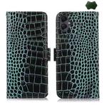 For Samsung Galaxy A07 5G Crocodile Top Layer Cowhide Leather Phone Case(Green)