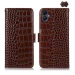 For Samsung Galaxy A07 5G Crocodile Top Layer Cowhide Leather Phone Case(Brown)
