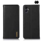 For Samsung Galaxy A07 5G KHAZNEH Nappa Top Layer Cowhide Leather Phone Case(Black)