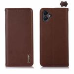 For Samsung Galaxy A07 5G KHAZNEH Nappa Top Layer Cowhide Leather Phone Case(Brown)