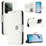 For Realme GT 6 5G Global Rhombic Texture Flip Leather Phone Case with Lanyard(White)