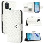 For Realme C17 / 7i Rhombic Texture Flip Leather Phone Case with Lanyard(White)