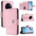 For Realme Narzo 80 Pro / 14 Pro 5G India Rhombic Texture Flip Leather Phone Case with Lanyard(Pink)