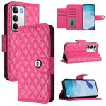 For Realme C71 4G Global Rhombic Texture Flip Leather Phone Case with Lanyard(Rose Red)