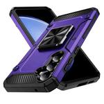 For Samsung Galaxy S23 FE 5G Shockproof Metal Holder Phone Case(Purple)