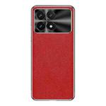 For Redmi K70 Silver Edge Cross Texture PU Leather Phone Case(Red)