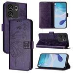 For BLU View 5 Embossed Butterfly Leather Phone Case(Dark Purple)