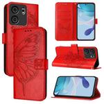 For BLU View 5 Embossed Butterfly Leather Phone Case(Red)