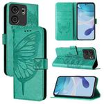 For BLU View 5 Embossed Butterfly Leather Phone Case(Green)