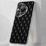 For Huawei Pura 70 Pro / 70 Pro+ Silver Edge Rhombic Texture PU Leather Phone Case(Black)