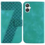 For Samsung Galaxy A25 5G / A25e JP Edition Seven-shaped Embossed Leather Phone Case(Green)