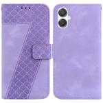 For Samsung Galaxy A25 5G / A25e JP Edition Seven-shaped Embossed Leather Phone Case(Purple)