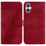 For Samsung Galaxy A25 5G / A25e JP Edition Seven-shaped Embossed Leather Phone Case(Red)
