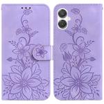 For Samsung Galaxy A25 5G / A25e JP Edition Lily Embossed Leather Phone Case(Purple)