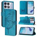 For Redmi K70 Ultra 5G Global Embossed Butterfly Leather Phone Case(Blue)