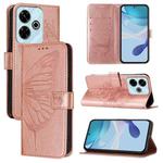 For Redmi 13 4G Embossed Butterfly Leather Phone Case(Rose Gold)