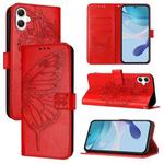 For Samsung Galaxy A06 4G Embossed Butterfly Leather Phone Case(Red)