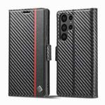 For Samsung Galaxy S25 Ultra 5G LC.IMEEKE Carbon Fiber Leather Phone Case(Vertical Black)