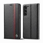 For Samsung Galaxy S25+ 5G LC.IMEEKE Carbon Fiber Leather Phone Case(Vertical Black)